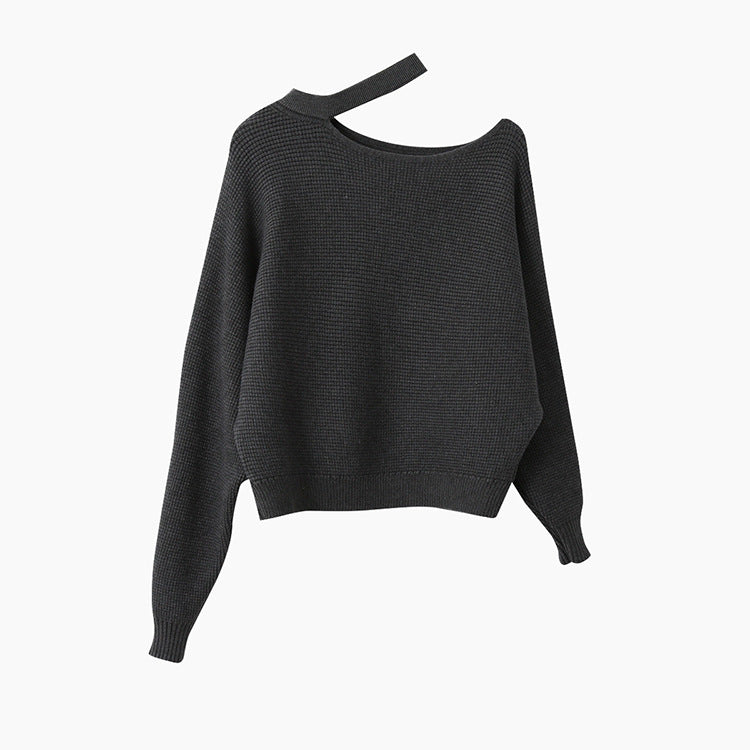 【LD11029】實拍韓系掛脖鏤空露肩針織毛衣251124