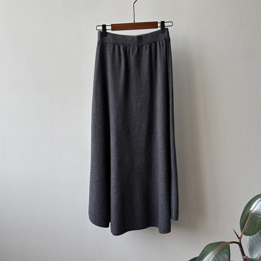 【Y0723】實拍冬季簡約針織大擺A字裙（棉羊毛4%)251106