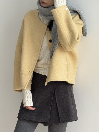 【Y8522】實拍高單氣質簡約綿羊毛呢外套（棉羊毛52%)251106
