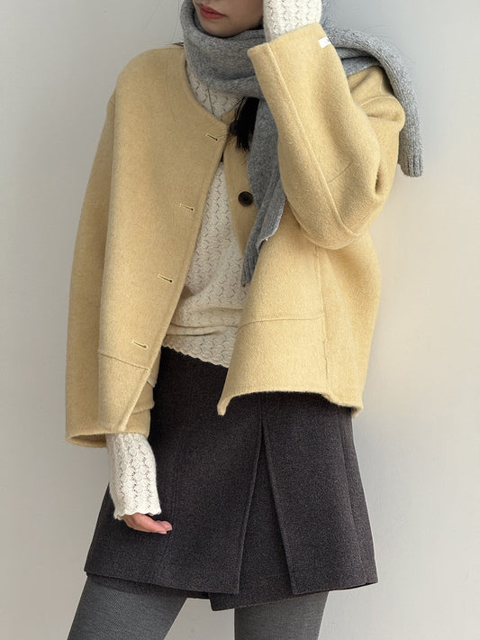 【Y8522】實拍高單氣質簡約綿羊毛呢外套（棉羊毛52%)251106