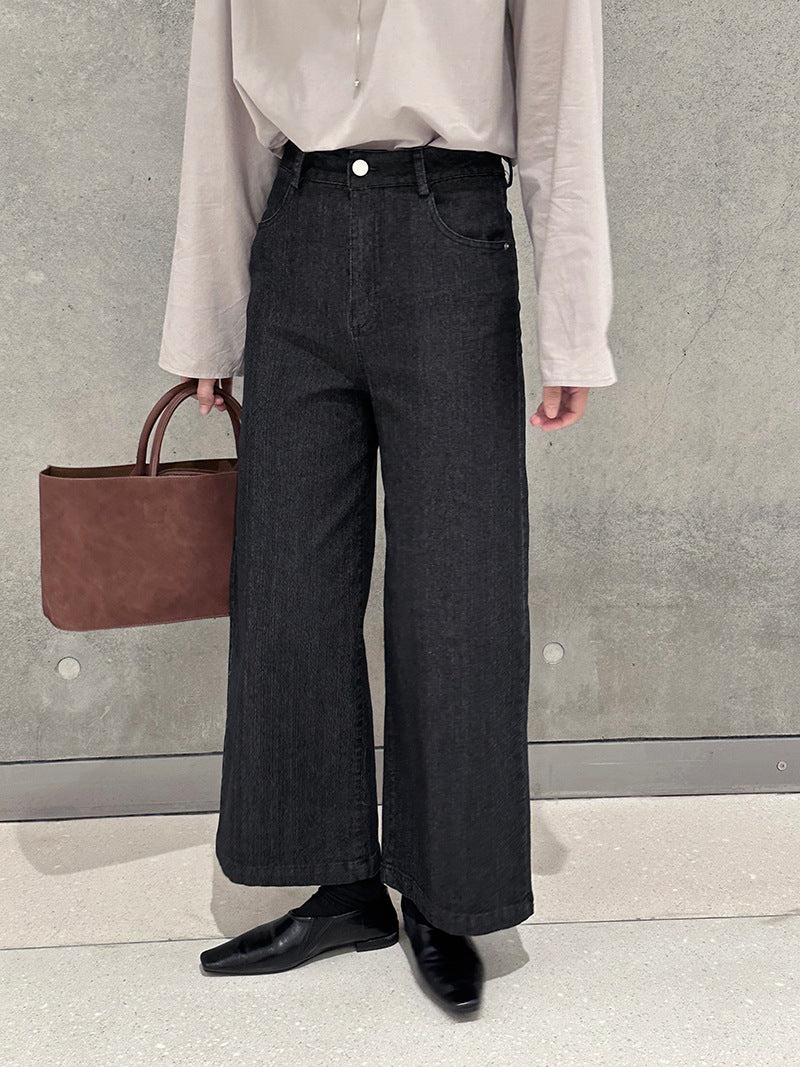 【cim6121】實拍超顯瘦顯腿直彈性九分黑色牛仔褲251030