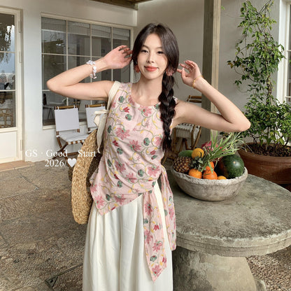 【L818W】甜美初戀少女感✨精緻重工刺繡不規則修身無袖背心260518