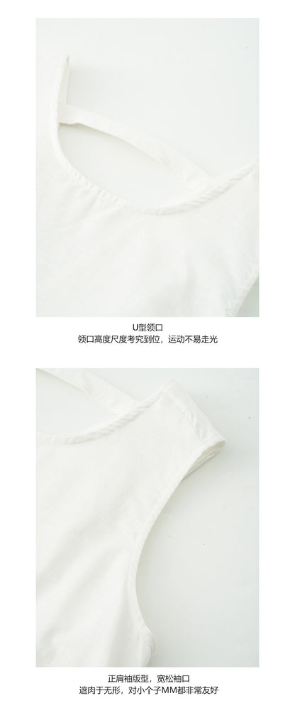 【H5188】實拍清新簡約棉麻後背鏤空寬鬆長上衣250415