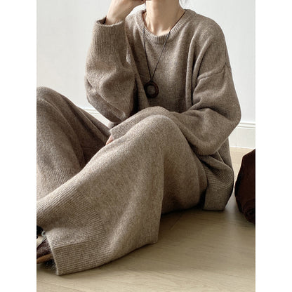 【YP1015】 實拍寬鬆針織毛衣＋休閒針織長褲 套裝251023