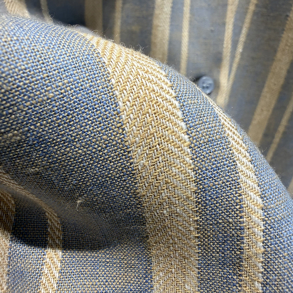 【Y82660】高單品質天絲亞麻30條紋襯衫｜寫意午後的落肩寬鬆版型260820