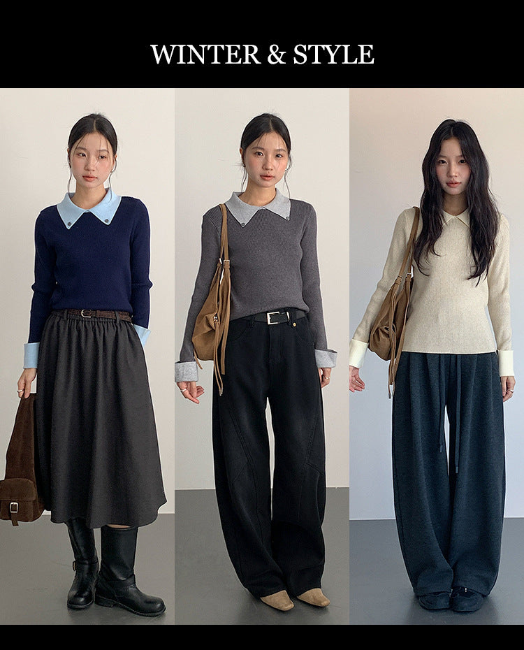 【LD11026】實拍絕美法式針織坑條假2件針織衫251124