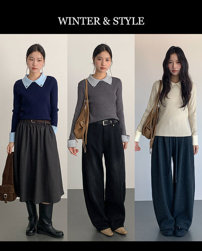 【LD11026】實拍絕美法式針織坑條假2件針織衫251124