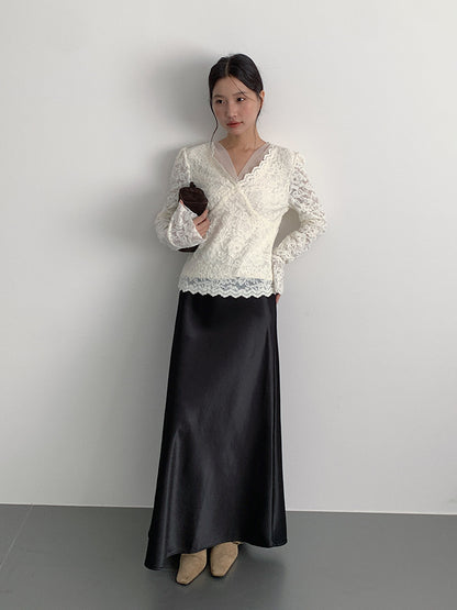 【LD3295】實拍法式喇叭袖加絨蕾絲衫251103