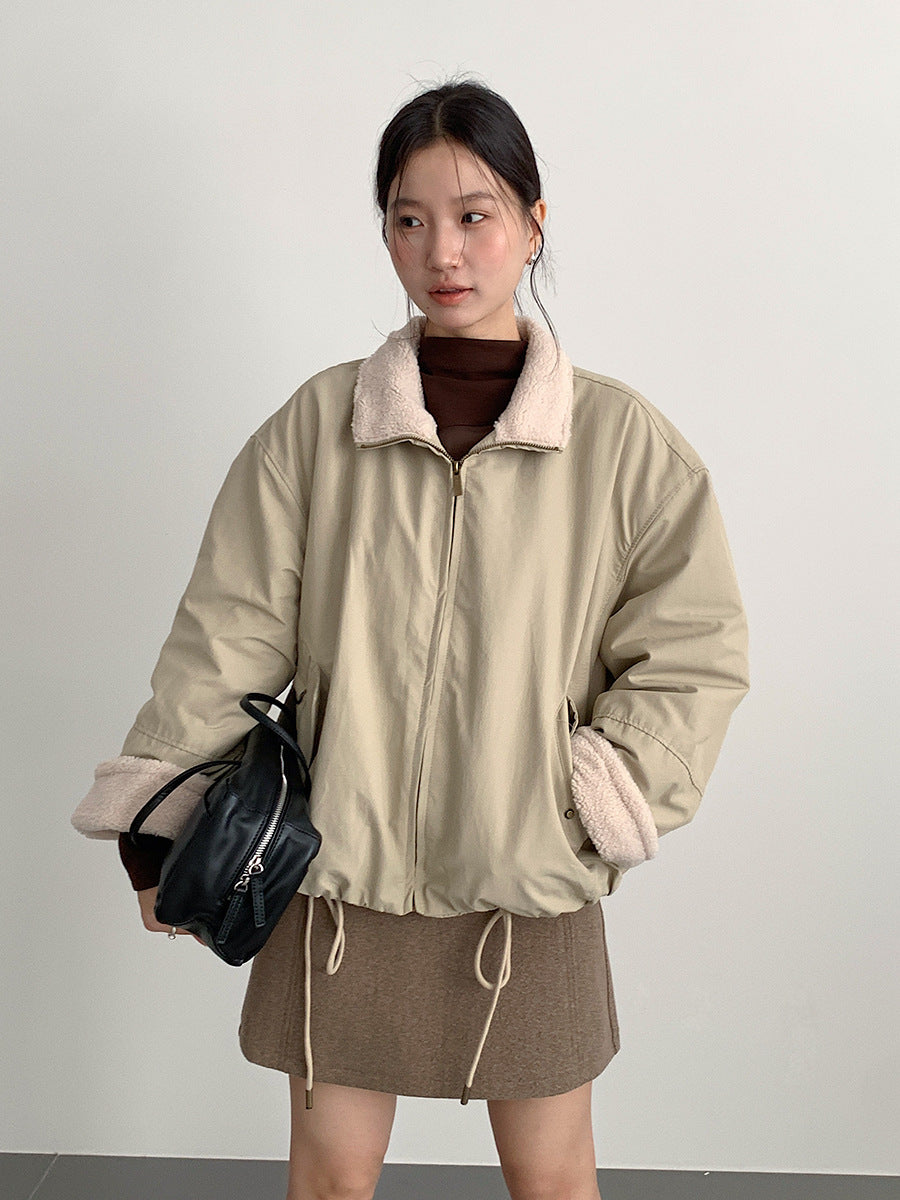 【LD11031】實拍冬天高級感加厚立領羊羔毛保暖夾克外套251124