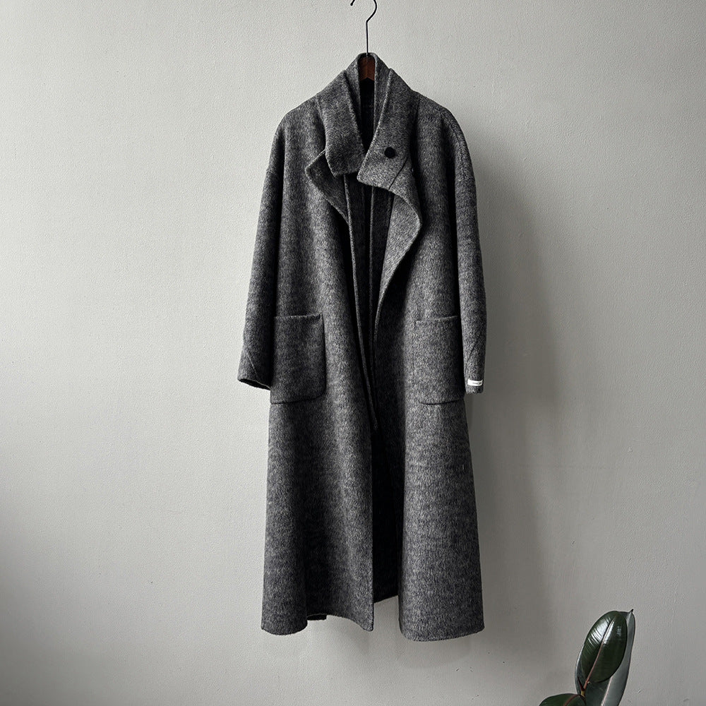 【Y25527】實拍高單質感雙面羊毛呢立領大衣（棉羊毛68%)251106