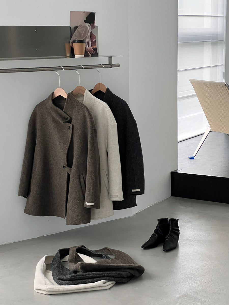 【cim2517】實拍蘇黎世冬日立領雙面呢毛呢外套大衣(100羊毛)251030