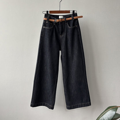 【Y981316】實拍S~XL冬季高腰加絨直筒牛仔褲含腰帶251106