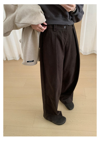 【H566】實拍秋冬高腰斜紋棉挺版西裝長褲（後鬆緊腰）251021
