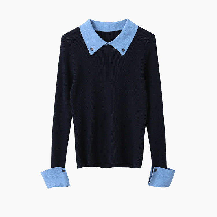 【LD11026】實拍絕美法式針織坑條假2件針織衫251124