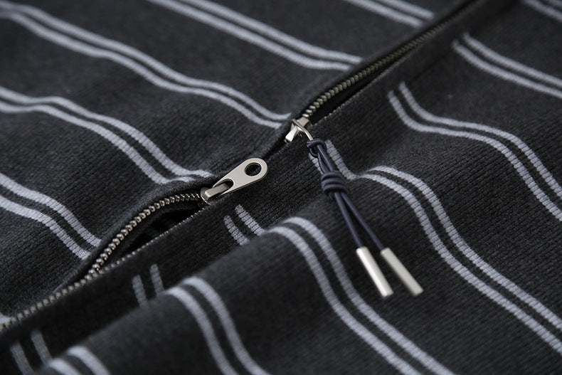 【LD11036】實拍雙頭拉鍊海軍領條紋針織開衫251202