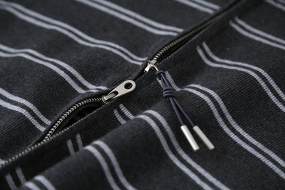 【LD11036】實拍雙頭拉鍊海軍領條紋針織開衫251202