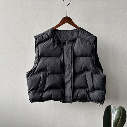 【Y82635】實拍秋冬簡約圓領棉背心251106