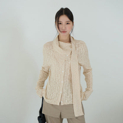 【LD11160】實拍設計感必收！V領薄針織+圍巾 兩件套260309