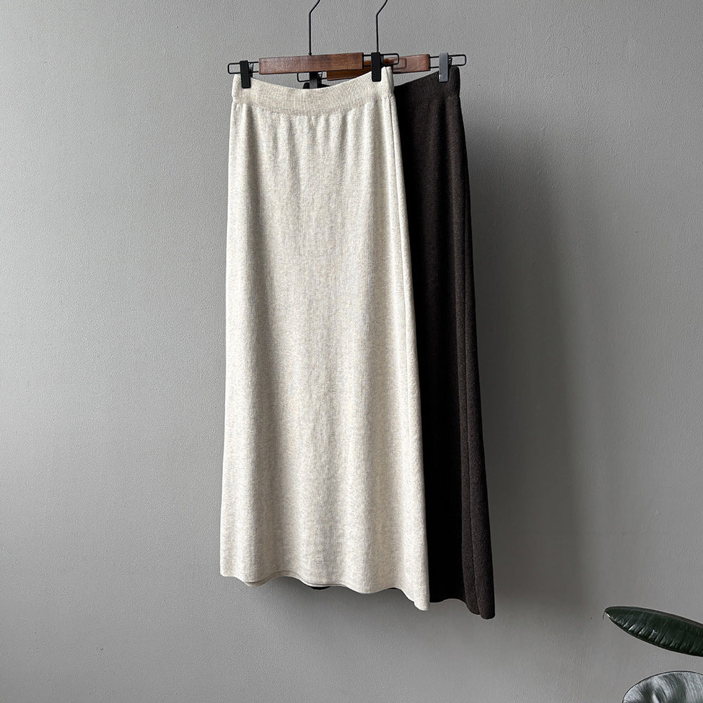 【YP682】 實拍高腰軟糯垂感針織長裙251023