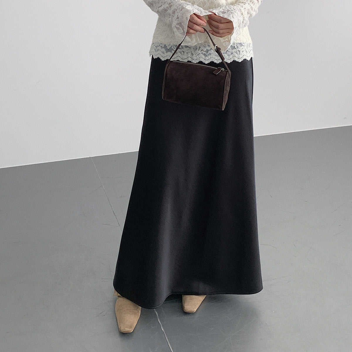 【LD3288】實拍秋冬高腰垂感抓絨厚款緞面魚尾裙251103