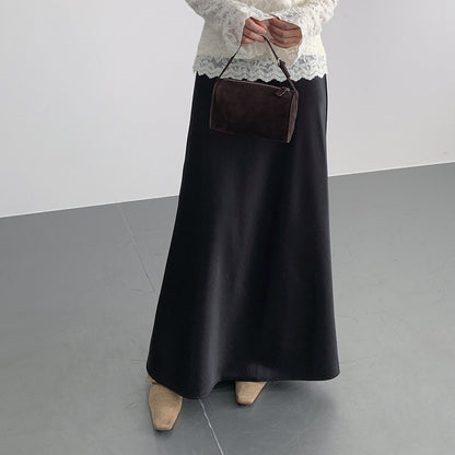 【LD3288】實拍秋冬高腰垂感抓絨厚款緞面魚尾裙251103