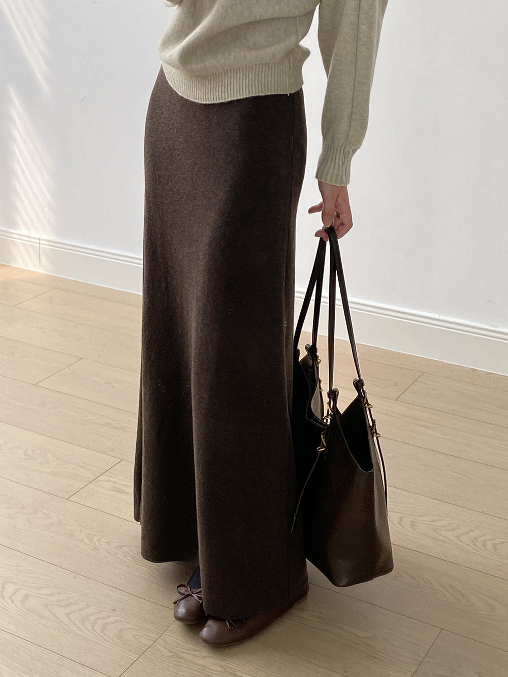 【YP682】 實拍高腰軟糯垂感針織長裙251023