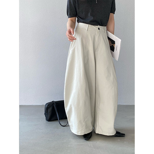 【cimz1778】實拍老錢風慵懶鬆弛高腰寬褲/彎刀褲260311