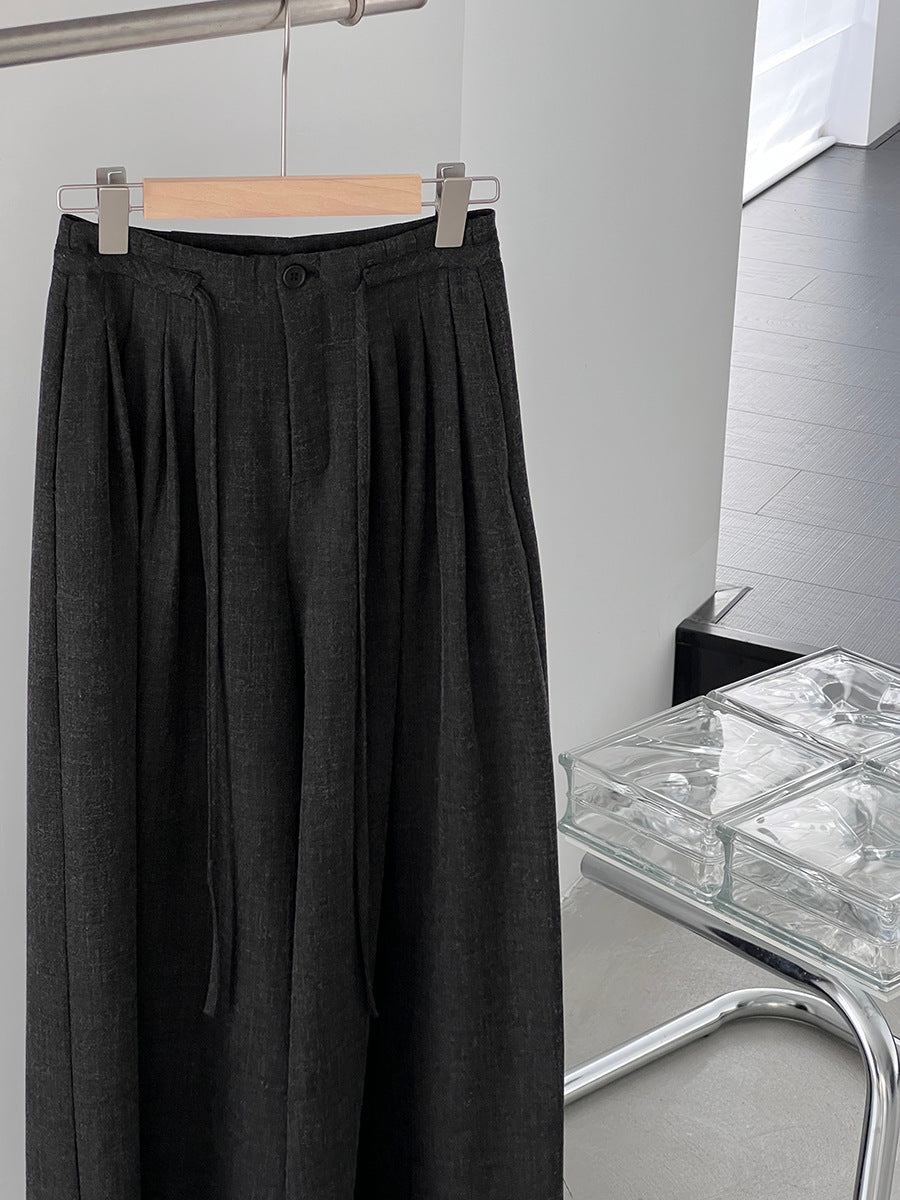 【cim1619】實拍韓系高級百搭壓褶垂感西裝褲251030