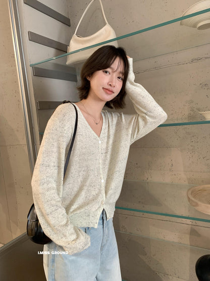【LR01315】實拍imiss春季必備！修身顯瘦V領長袖針織罩衫260305