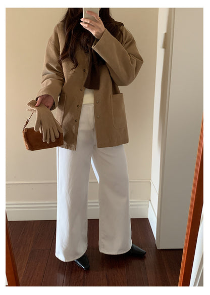 【H5512】實拍S~XL韓國保暖加絨白色牛仔褲251118