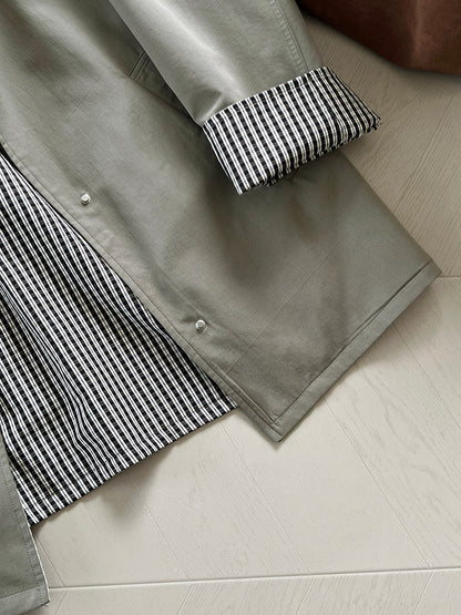 【cim1228】實拍韓國高級天絲棉雙面可穿黑白格風衣外套251030