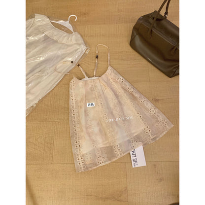 【L10690】夏日精緻女孩✨時髦鏤空刺繡工藝百搭休閒細肩帶上衣260511