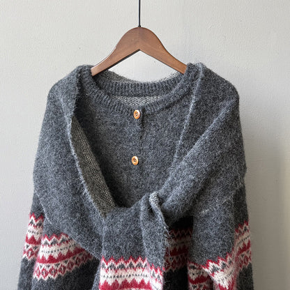 【YP6106】 實拍費爾島提花針織外套＋圍巾(含羊毛3%) 251023