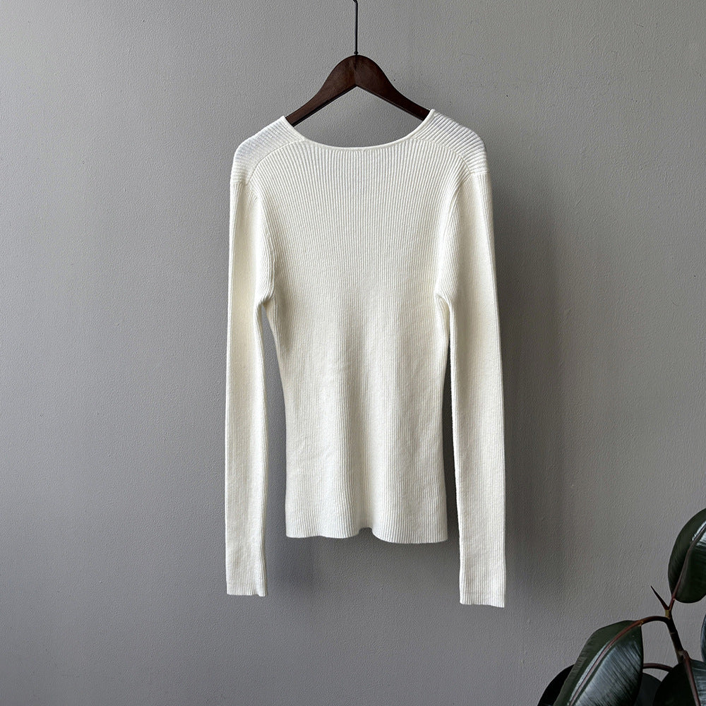 【YP313】實拍冬季氣質簡約v領針織衫251113