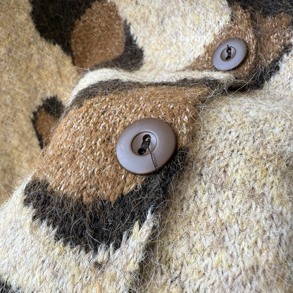 【YP2598】 實拍秋冬慵懶豹紋開衫毛衣+圍巾（含羊毛3%)251023