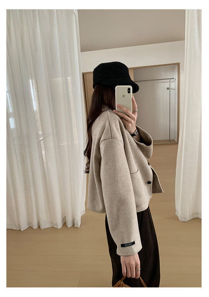 【H565】實拍高級感羊毛混紡羊絨手感外套大衣251021