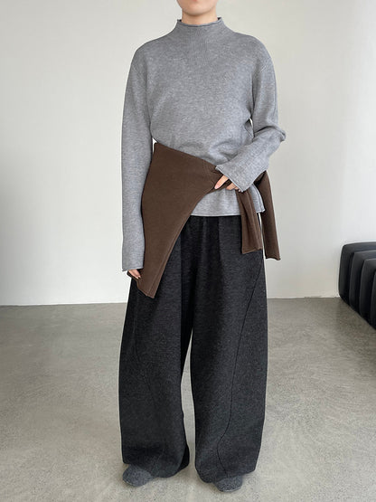 【cimYL713】實拍加厚捲邊半高領保暖針織衫251201