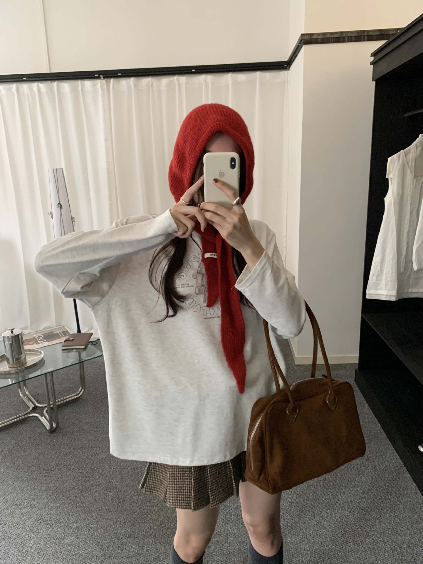 【H5486】實拍磨毛小熊印花長袖T恤251109