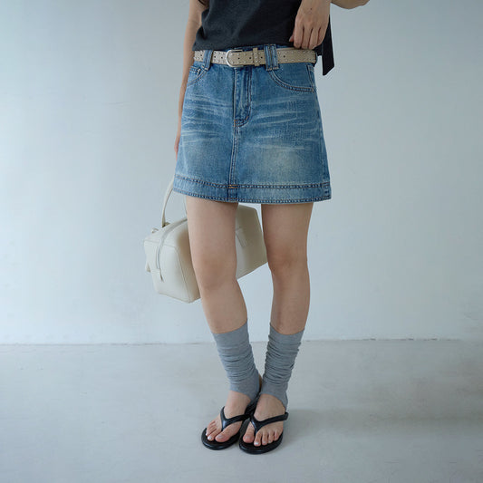 【LD11213】實拍Y2K辣妹必備🔥美式復古刷舊防走光高腰A字牛仔短裙260331