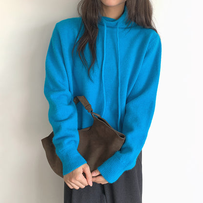 【LD3294】實拍慵懶復古立領羊駝絨針織衫251103