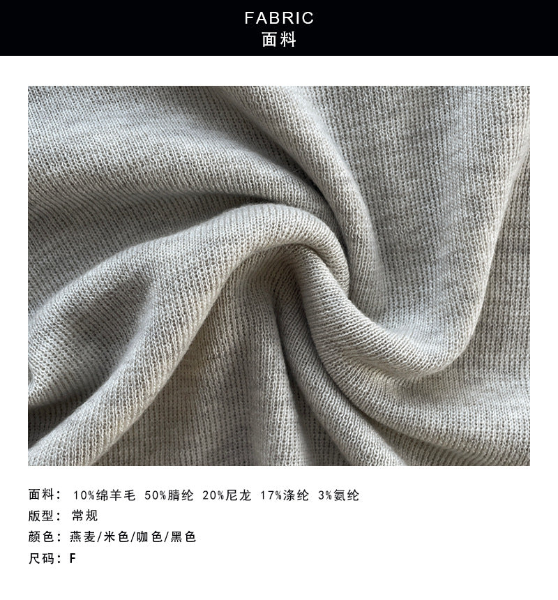 【cimYL169】法式復古・羊毛混紡圓領短袖針織衫＋圍巾260828