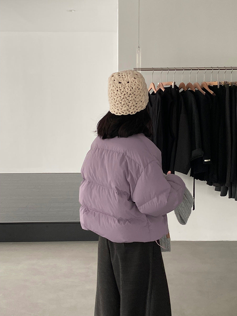 【cimz6385】實拍氣質芋色保暖白鴨絨外套＋圍脖（白鴨絨90)251120