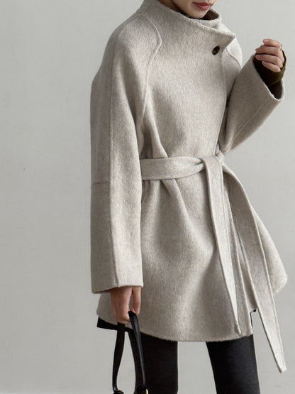 【Y8511】實拍高級感立領羊毛呢大衣外套（棉羊毛52%)251106