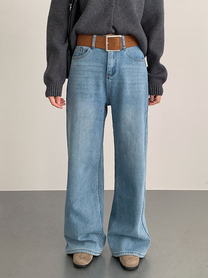 【LD11010】實拍S~XL復古加絨加厚高腰直筒牛仔褲251110