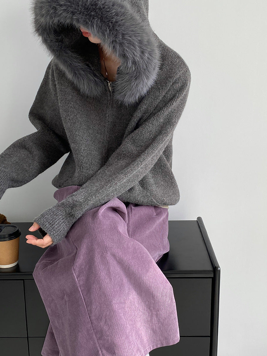 【cimz8321】實拍可拆卸毛領連帽拉鍊毛衣外套251128