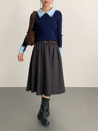 【LD11026】實拍絕美法式針織坑條假2件針織衫251124