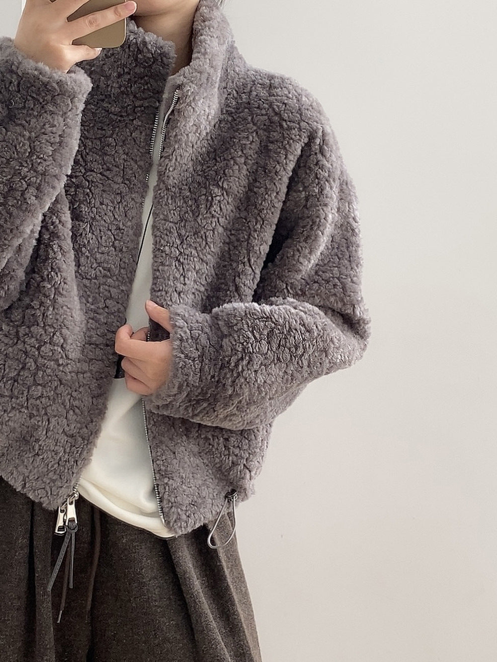 【YH8567】實拍冬天保暖厚款立领羊羔毛外套251113