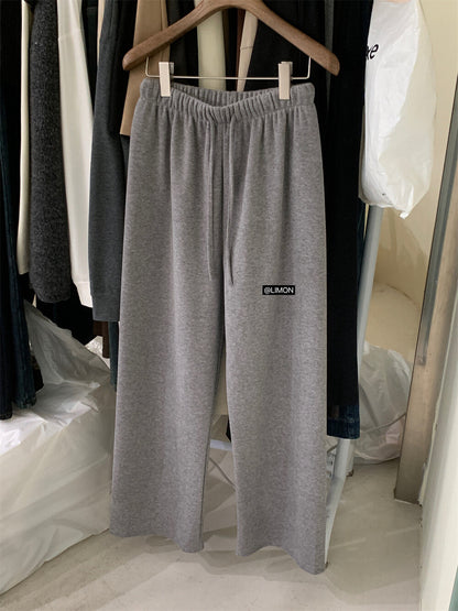 【L7039】實拍檸檬加厚加絨羊絨寬鬆顯瘦高腰直筒褲251117