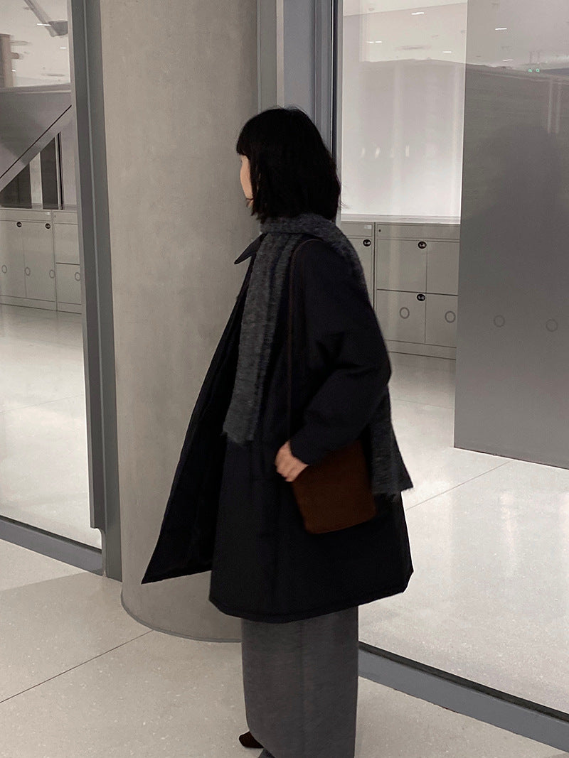【cimz1235】 雪山奶糖 Muji 風輕薄初冬簡約廓形寬鬆棉服外套260108