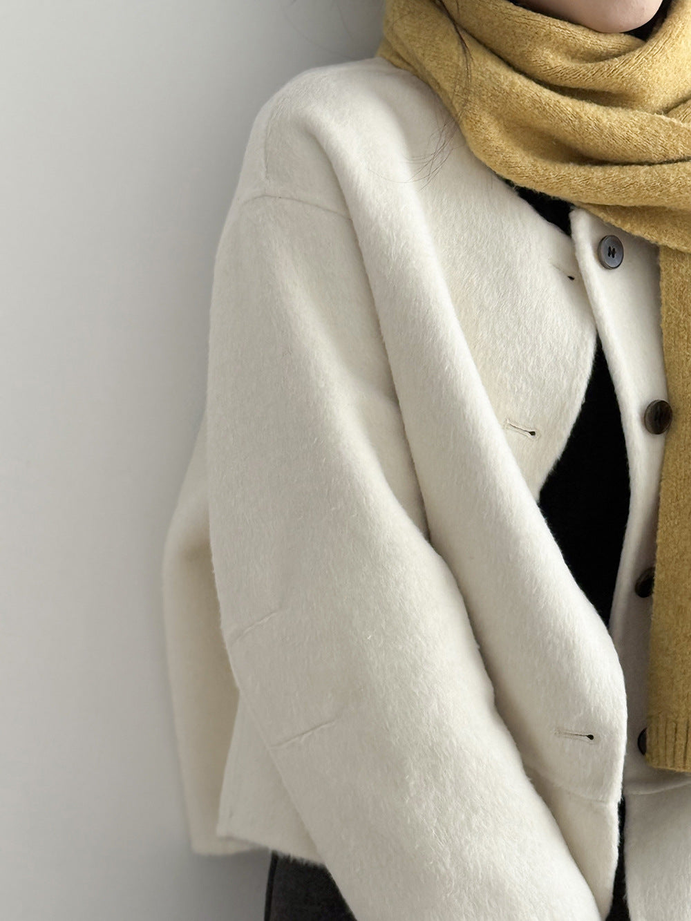 【Y8522】實拍高單氣質簡約綿羊毛呢外套（棉羊毛52%)251106